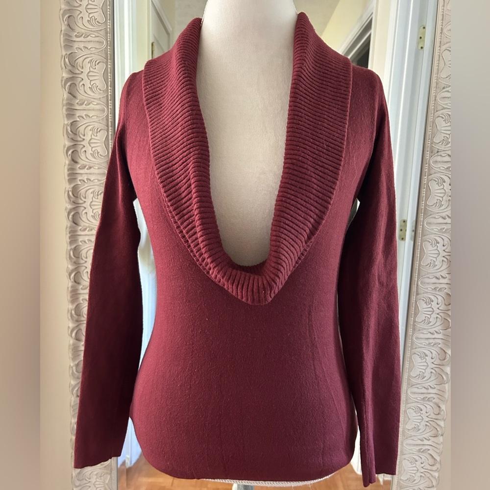 LOFT Burgundy Cowl Neck Sweater